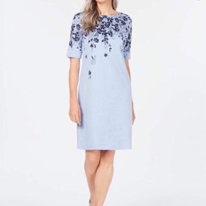 Karen Scott Sport Petite Navy Floral T-Shirt Dress